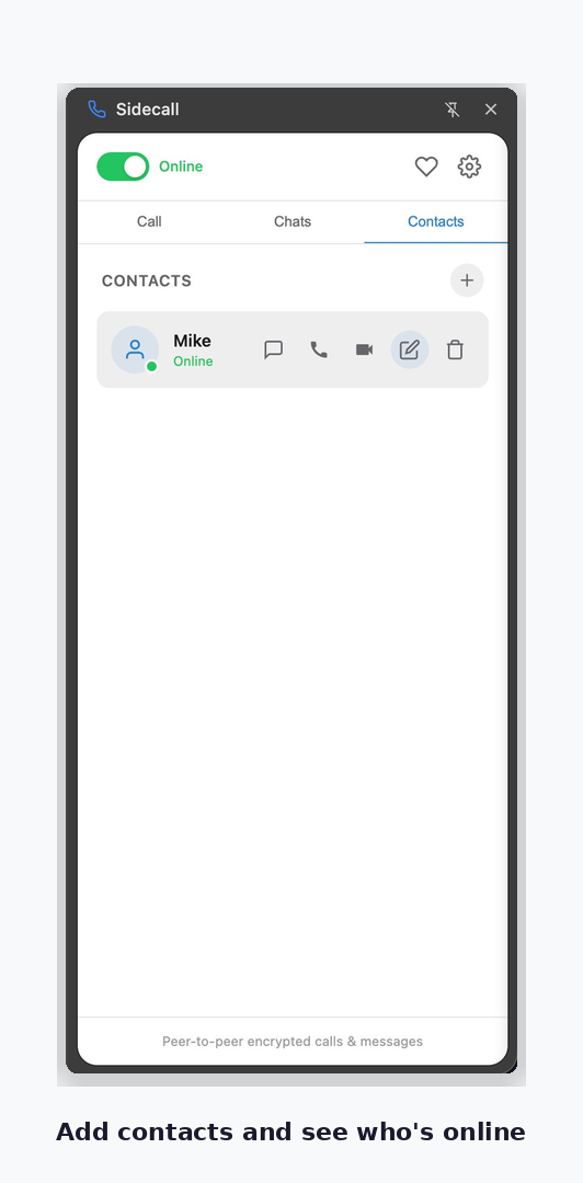 Contacts list showing online status